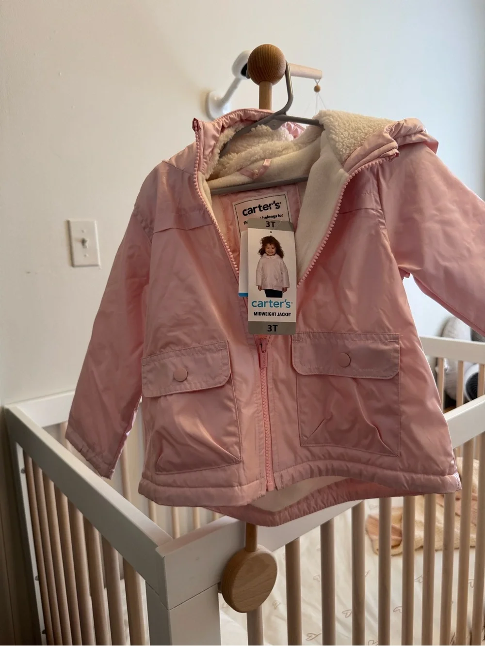 Carter's Light Pink Hooded Raincoat with Plush Lining